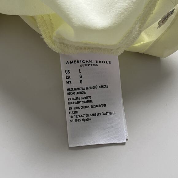 American Eagle Tiered maxi Dress tie back yellow Sz L Boho chic Milkmaid Prairie - Picture 7 of 10